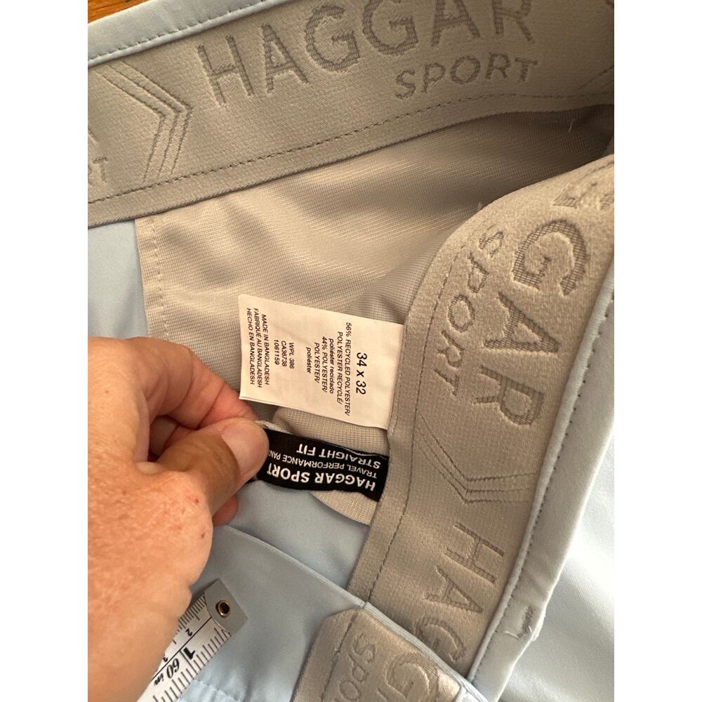 NWT Haggar Sport Travel Performance Pants Mens 34x32 Light Blue Straight Fit - Picture 5 of 5
